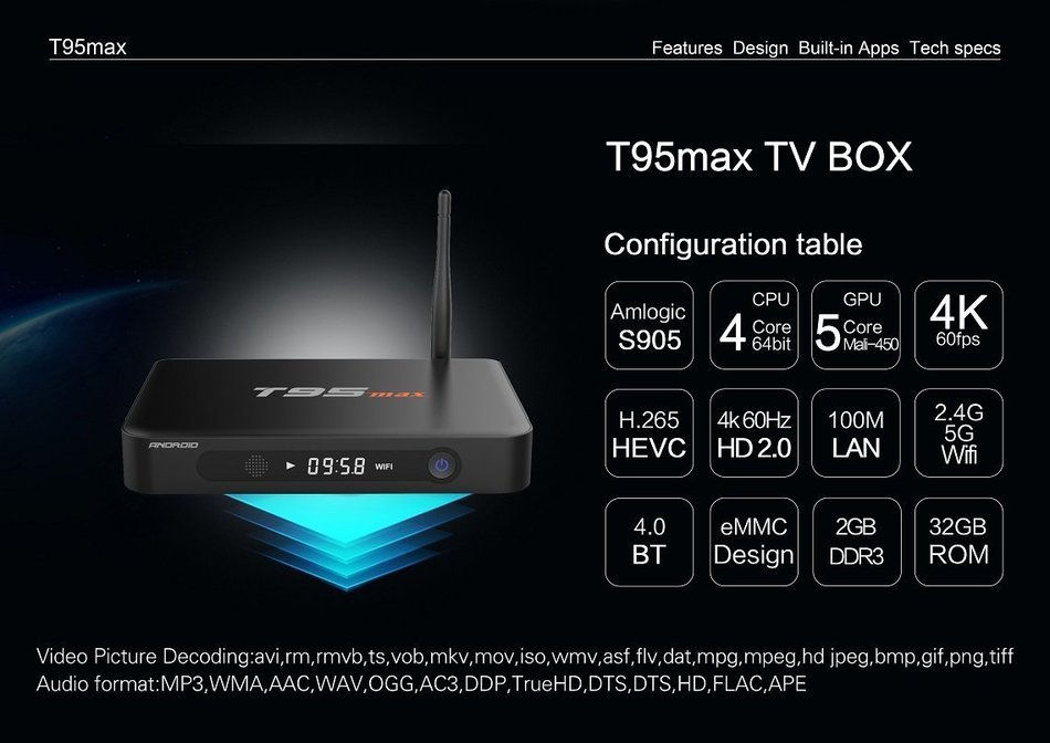 Easytone T95 max Android 5.1 TV Box Amlogic S905 Kodi 16.0 XBMC Pre-installed Quad Core 2GB DDR3 32GB EMMC 2.4G... N6