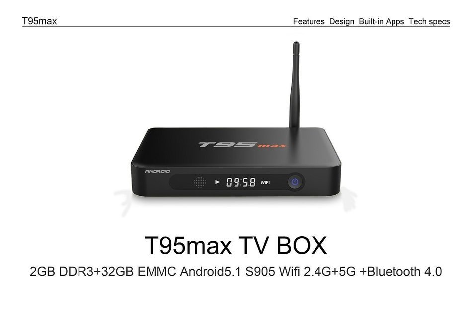 Easytone T95 max Android 5.1 TV Box Amlogic S905 Kodi 16.0 XBMC Pre-installed Quad Core 2GB DDR3 32GB EMMC 2.4G... N12