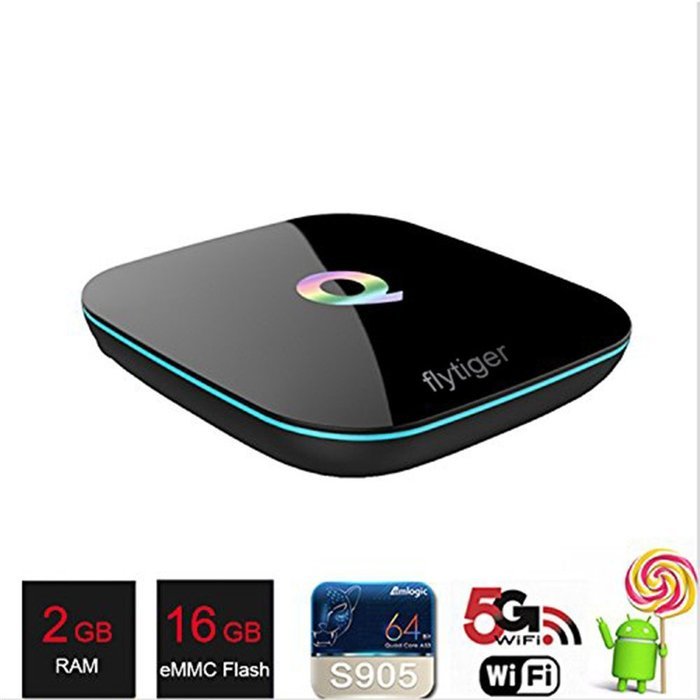 Flytiger Q Box Android TV Media Player 2g/16g Kodi Android Box Gigabit Amlogic S905 Quad Core Cortex-A53 2.4G... N5