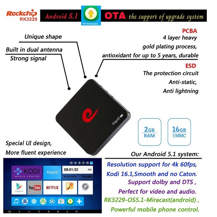 EstgoSZ Android TV Cable Box 2gb Ram 16gb Storage Kodi XBMC in Apps Fully Loaded Easy View TV Channels Free,Live... N4