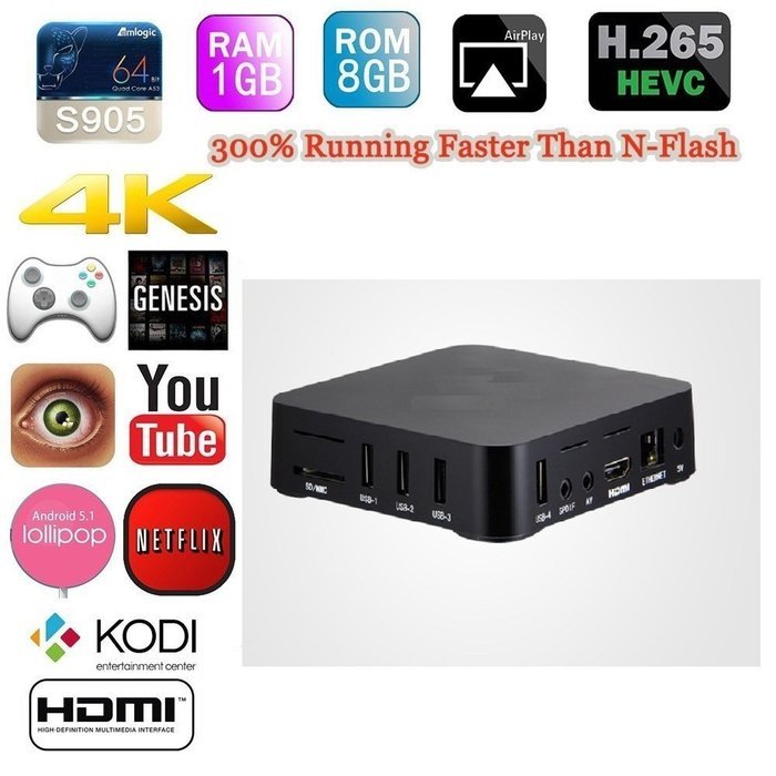 Pro TV BOX Android 5.1 Amlogic S905 Quad-Core Kodi(16.0) Fully Loaded Quad Core 1G/8G 4K Streaming Media Players...