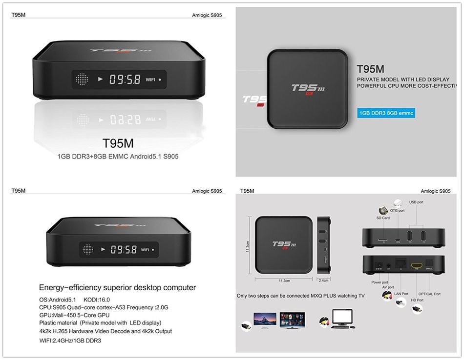 WISEWO T95M Smart TV Box Android 5.1 Amlogic S905X Quad Core KODI/XBMC Fully Loaded 4K2K Mini PC Streaming Media... N4