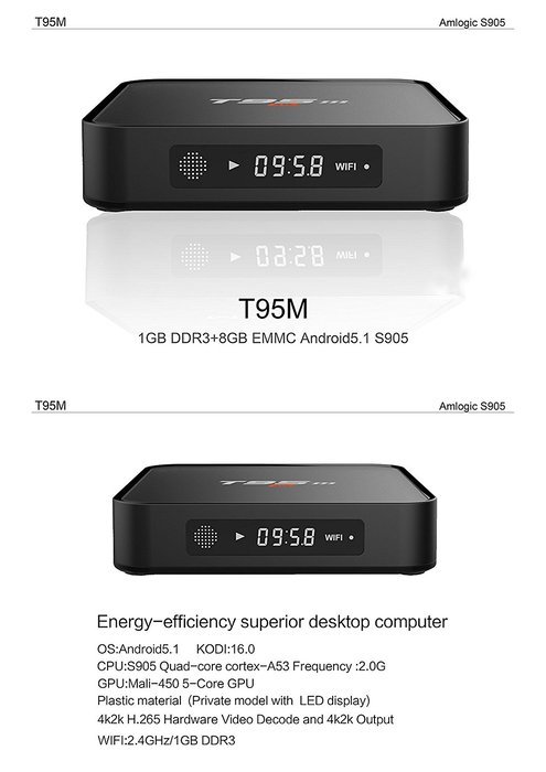 WISEWO T95M Smart TV Box Android 5.1 Amlogic S905X Quad Core KODI/XBMC Fully Loaded 4K2K Mini PC Streaming Media... N19