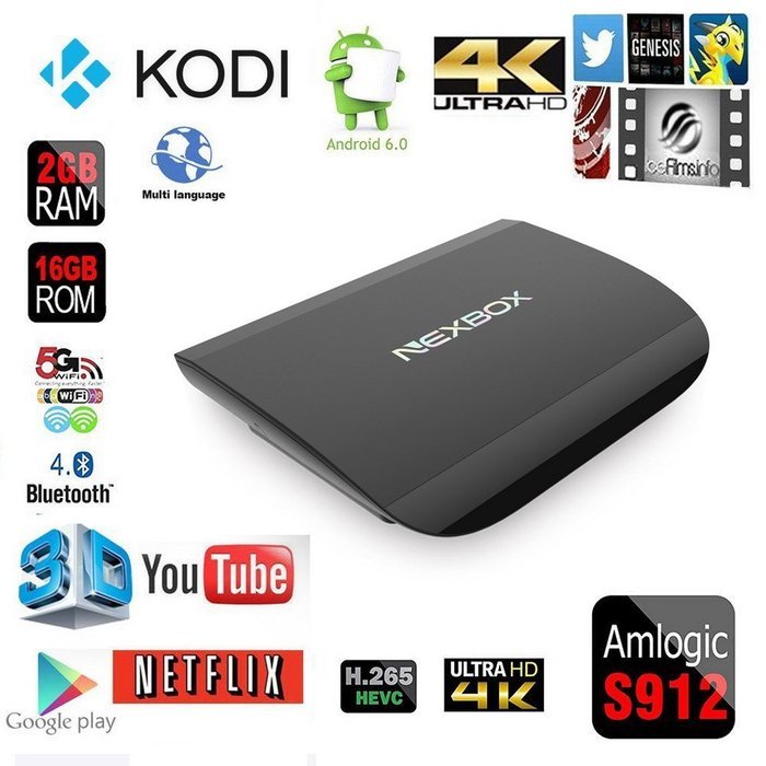 Edal 2017 the Latest NEXBOX A1 4K TV BOX Amlogic S912 Octo-core 2GHz ARM Cortex-A53 64-bit Android 6.0 2G 16G...