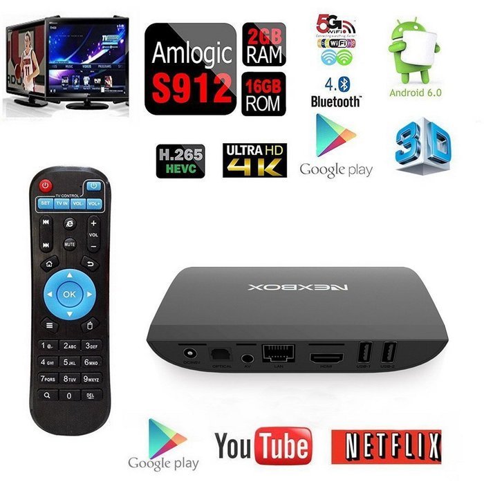 Edal 2017 the Latest NEXBOX A1 4K TV BOX Amlogic S912 Octo-core 2GHz ARM Cortex-A53 64-bit Android 6.0 2G 16G... N2