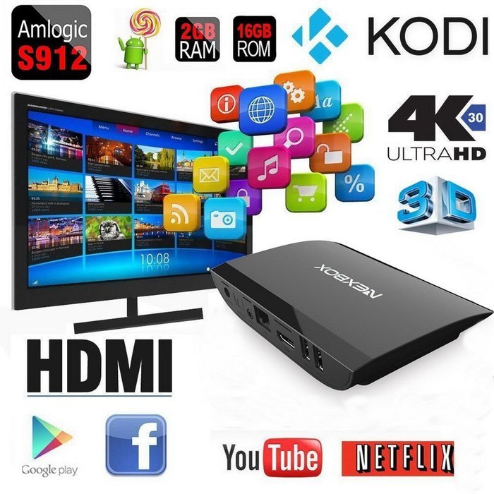 Edal 2017 the Latest NEXBOX A1 4K TV BOX Amlogic S912 Octo-core 2GHz ARM Cortex-A53 64-bit Android 6.0 2G 16G... N3