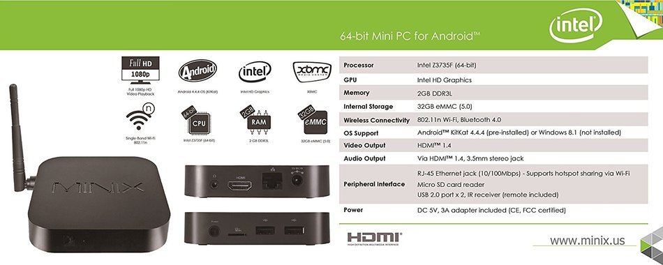 Minix NEO Z64-A Streaming Media Player (Black) N3