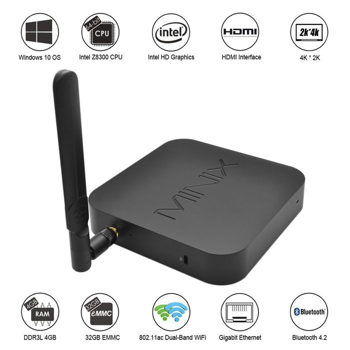 Docooler MINIX NEO Z83-4 Mini PC Windows 10 Intel X5-Z8300 64 Bit 4GB / 32GB Smart TV Box HD Media Player US Plug