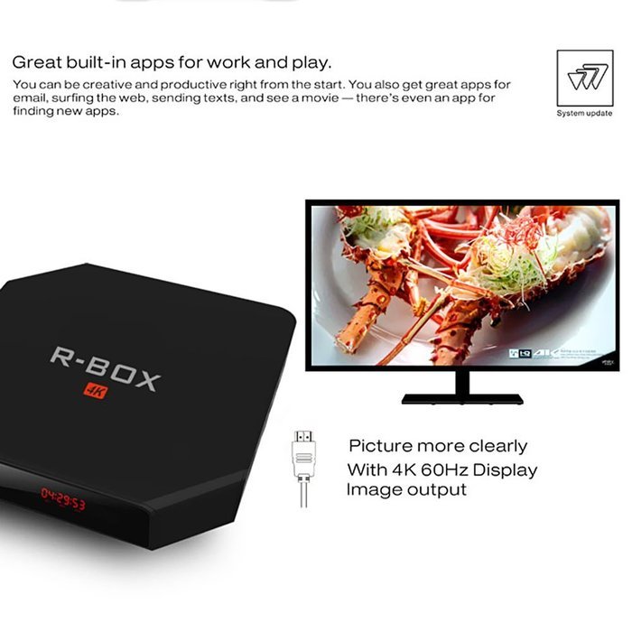 Vipwind R-BOX Android TV Box 2GB RAM 8GB ROM KODI 16.1 Fully Loaded 4K TV BOX 2.4G Dual Wifi LAN Bluetooth4.0... N5