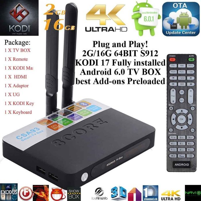 Kukele 2017 Plug & Play Ready Fully Unlocked S912 Android 6.0 Marshmallow Smart TV BOX Streaming Media Player...