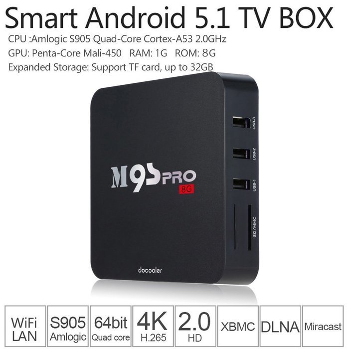 Docooler&reg; M9S-PRO Smart Android TV Box Android 5.1 Amlogic S905 Quad Core XBMC KODI UHD 4K 1G / 8G Mini PC WiFi... N2
