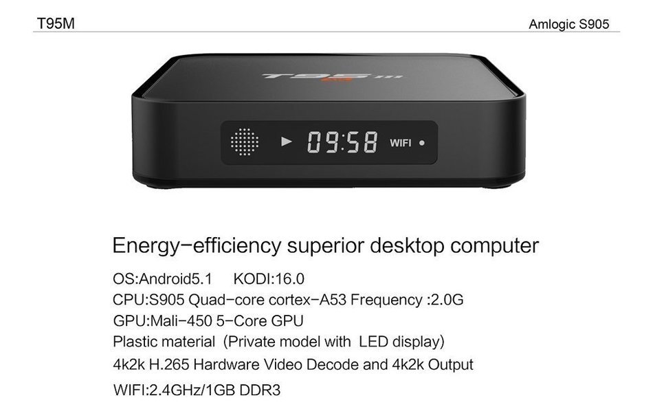 TvBoxPro Russian TV Smart Box T95m 4K Kodi 16.0 Android 5.1 Tv Box Amlogic S905 Quad Core 1G RAM 8G ROM HDMI Wifi...