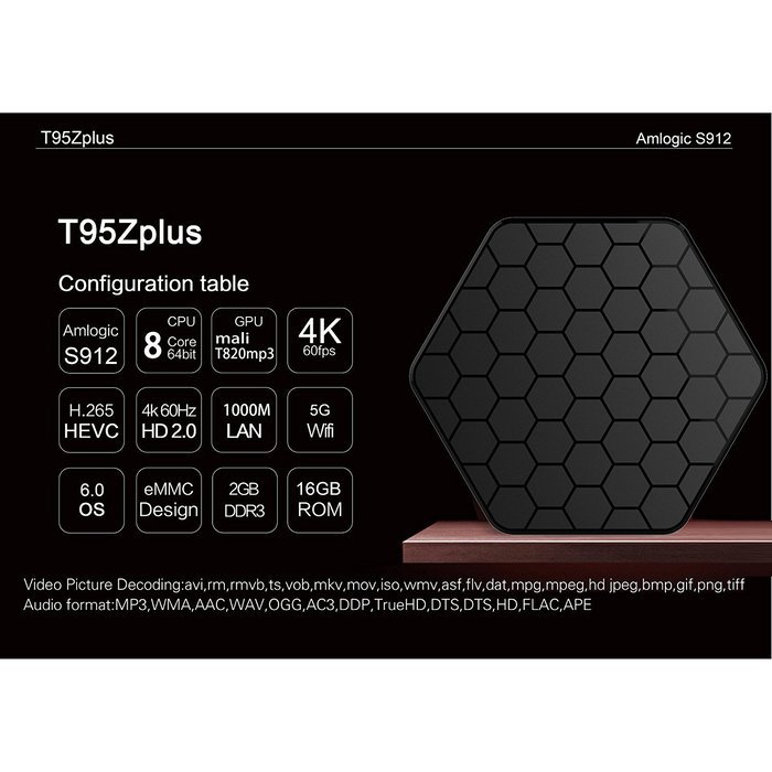 Smart TV Box, EEDI Coolbiz Newest T95Z Plus Protable S912 Android 6.0 TV Box Octa Core 2GB DDR3+16GB EMMC Flash...