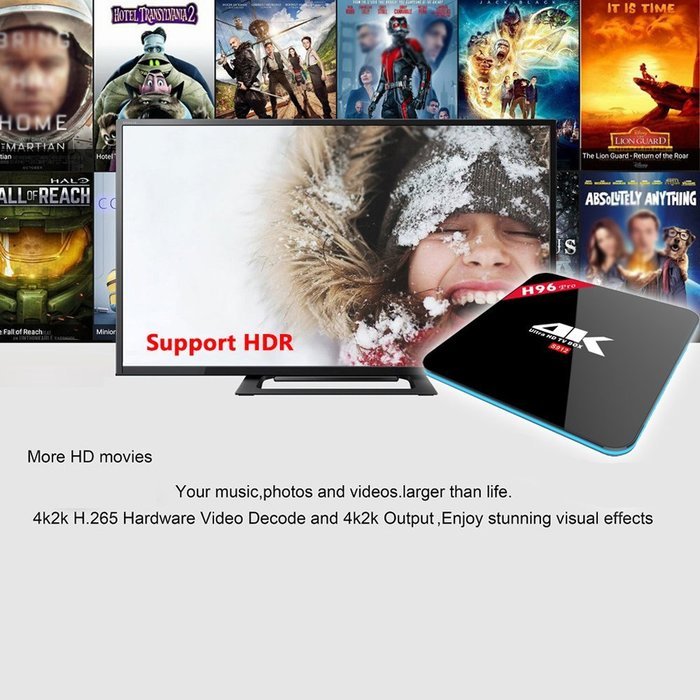 PowerLead Ptox H96 PRO TV BOX 8 Core Android 6.0 TV BOX Amlogic S912 64 Bit 2.0GHz Streaming Media Player N7
