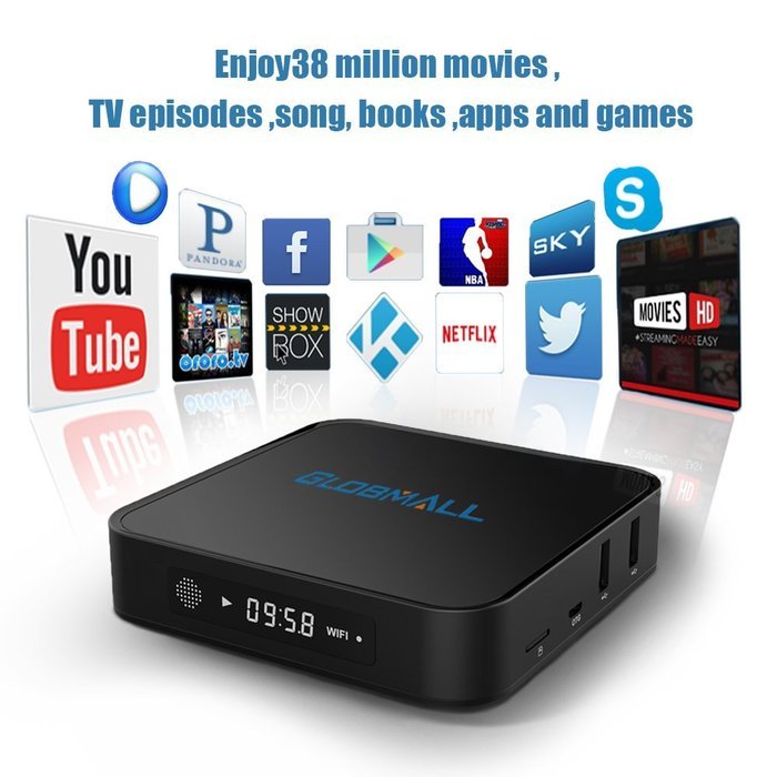 Globmall 4K Android 5.1 TV Box with Free Mini QWERTY Keyboard, 2017 Model X1 android TV Box 64 Bits Amlogic S905... N3