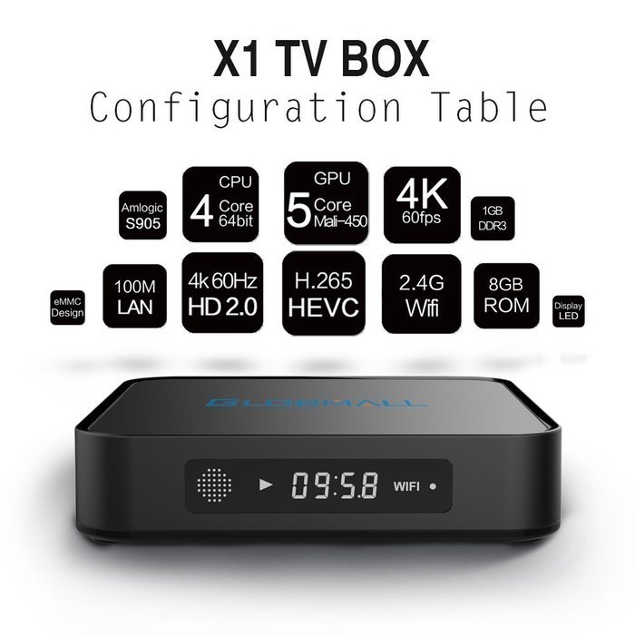 Globmall 4K Android 5.1 TV Box with Free Mini QWERTY Keyboard, 2017 Model X1 android TV Box 64 Bits Amlogic S905... N5