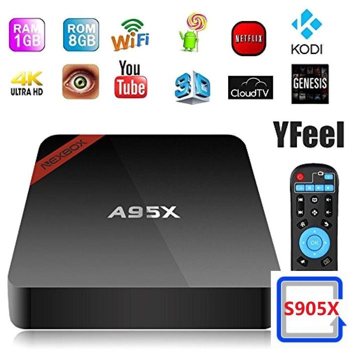 [Newest NEXBOX-A95X]Kobwa Upgraded Andriod 6.0 4K TV BOX Pro Amlogic S905X Cortex A53 2.0GHz 1G/8G KODI 16.1 Pre-installed... N4