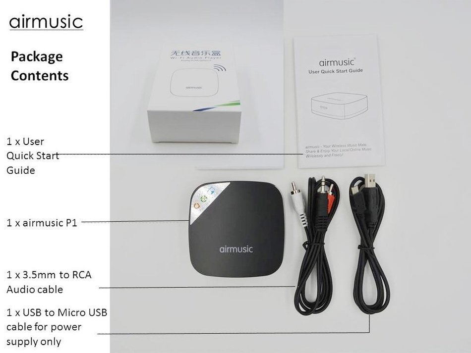 Weekweed&mdash;3rd Generation Wi-Fi Audio Receiver Airmusic P1- AIRPLAY+DNLA+QPLAYER2.0-For APPLE for APPLE (iPhone,... N9