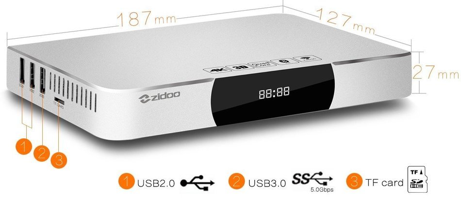Zidoo X9 4K 3D Blu-ray Multi Media Player 2G 8G Quad-Core Dual Band Wi-Fi Bluetooth 4.0 KODI Streaming Media Player... N5