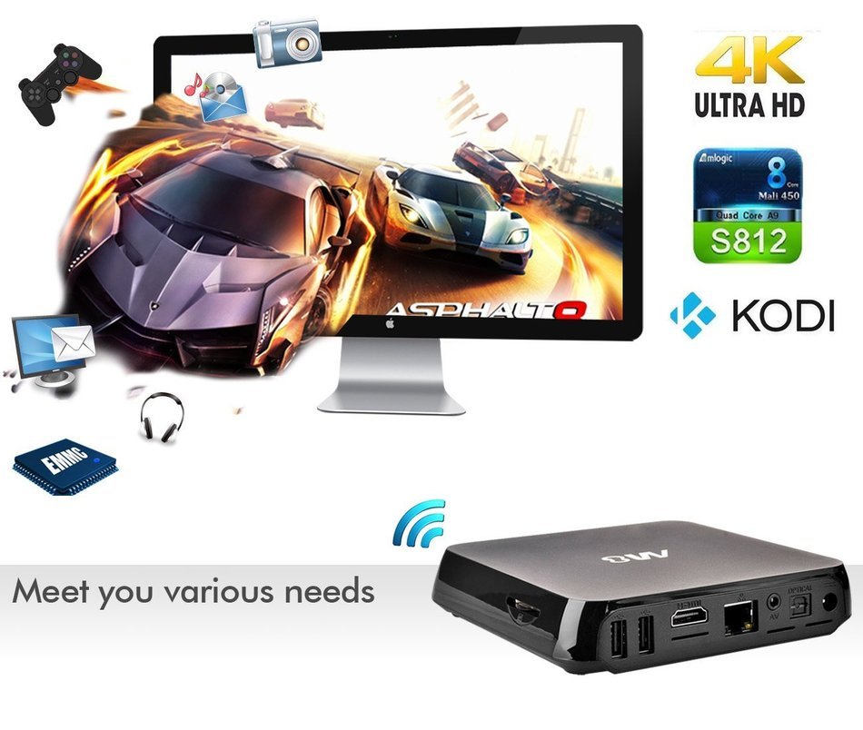 JBonest&reg; M8 Amlogic S812 Quad Core MBOX 1080p HD WiFi Blu-ray Android (Kit Kat 4.4) Preloaded with Newest XBMC... N3