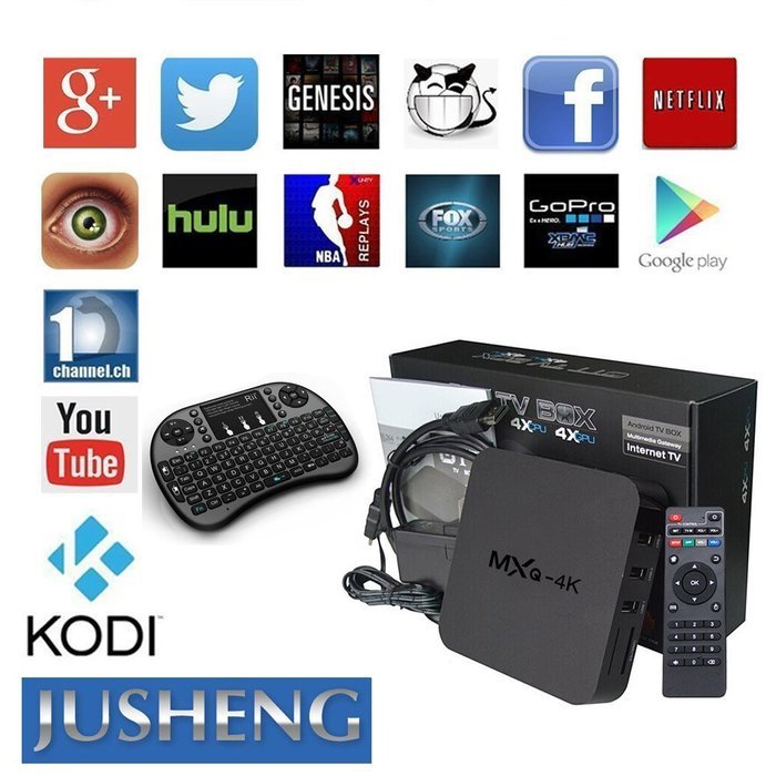 JUSHENG [Free I8 Wireless Mini keyboard] MXQ 4K Android Tv Box Quad Core RK3229 with android 5.1 1G 8G Wifi Kodi...