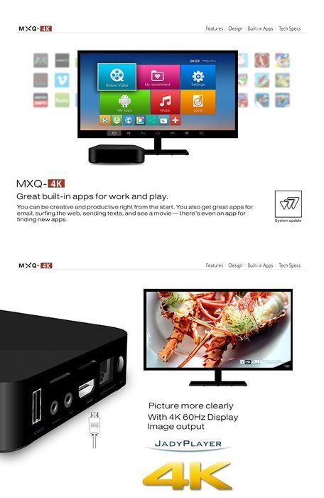 JUSHENG [Free I8 Wireless Mini keyboard] MXQ 4K Android Tv Box Quad Core RK3229 with android 5.1 1G 8G Wifi Kodi... N4