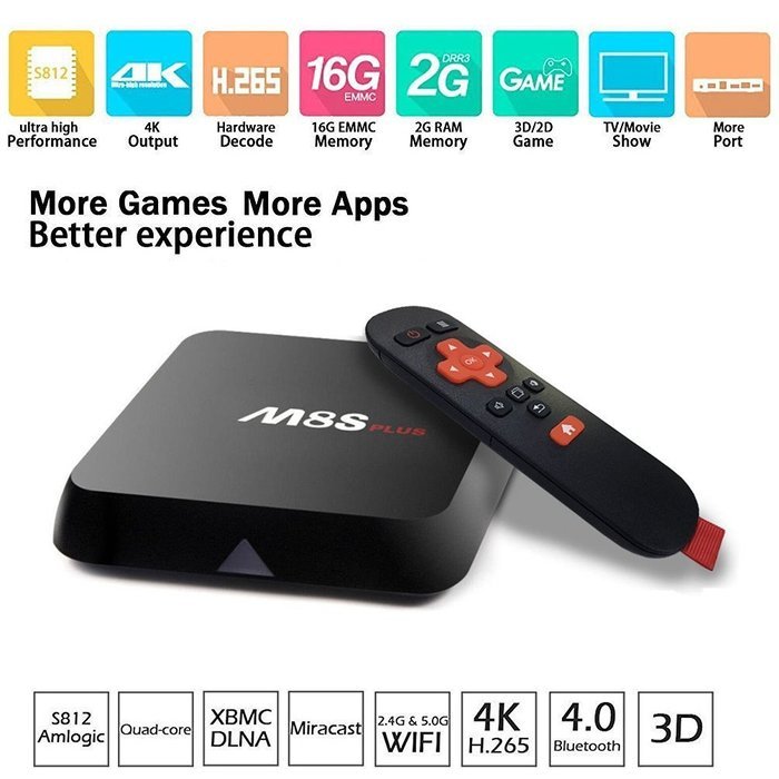 [2016 Latest TV Box] Bros Unite M8S Plus Smart Android TV Box Amlogic S812 Quad Core Preinstalled KODI Fully Loaded... N2