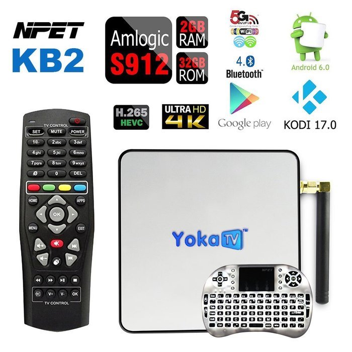 [Backlit Keyboard] NPET KB2 S912 Android 6.0 Marshmallow TV Box Octa core 2GB 32GB Streaming Media Player Kodi... N2