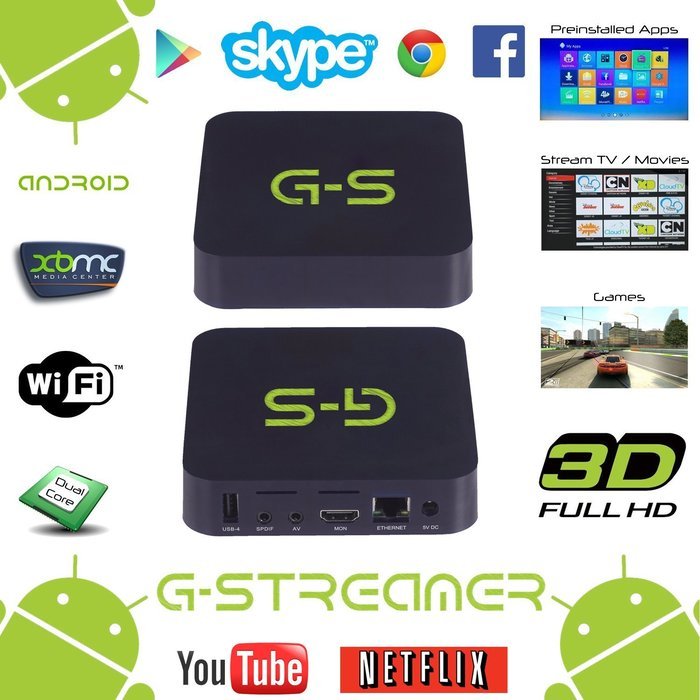 G-Streamer Dual Core Android 4.2 Box with Live TV/Movies Streaming Capability (Black)