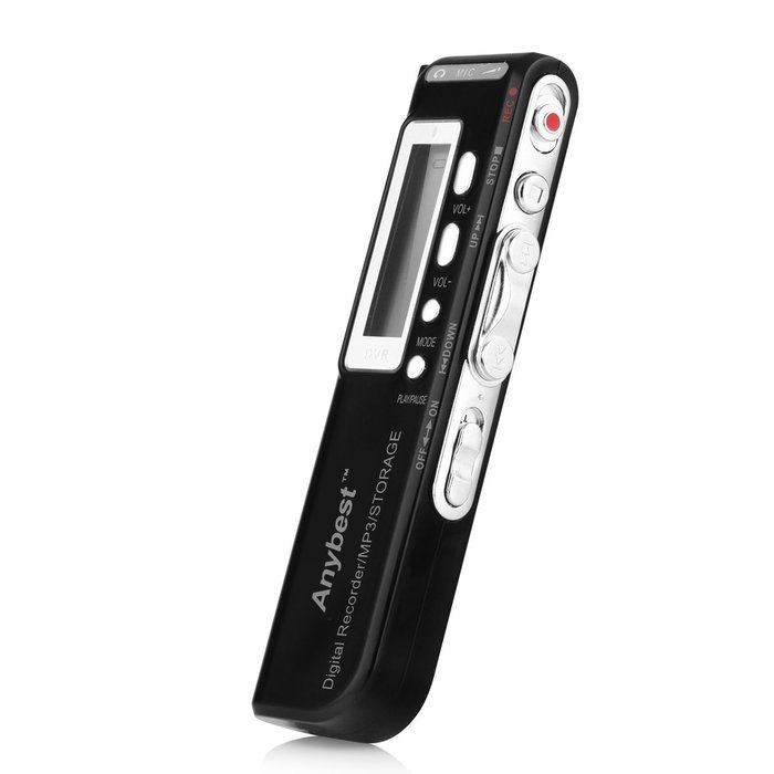 Anybest Black 8GB Digital Activated Voice Recorder Dictaphone MP3 Player (Rechargeable) N3