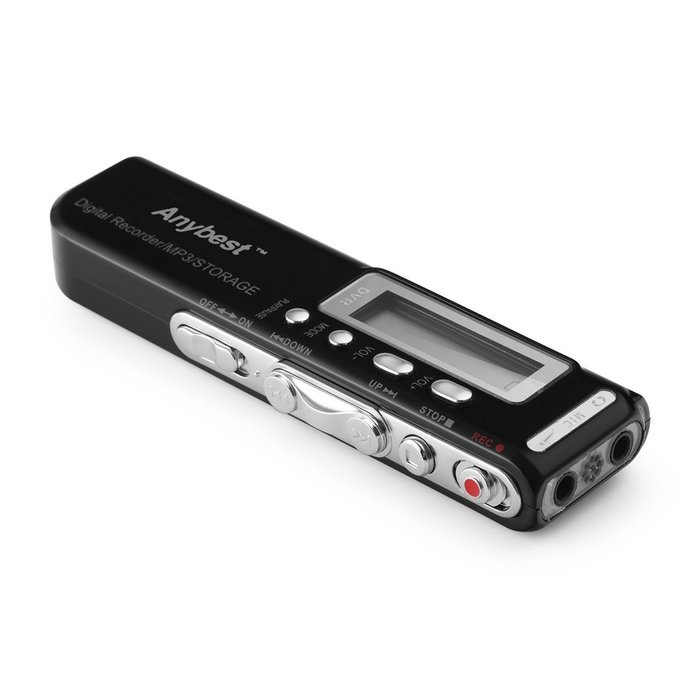 Anybest Black 8GB Digital Activated Voice Recorder Dictaphone MP3 Player (Rechargeable) N4