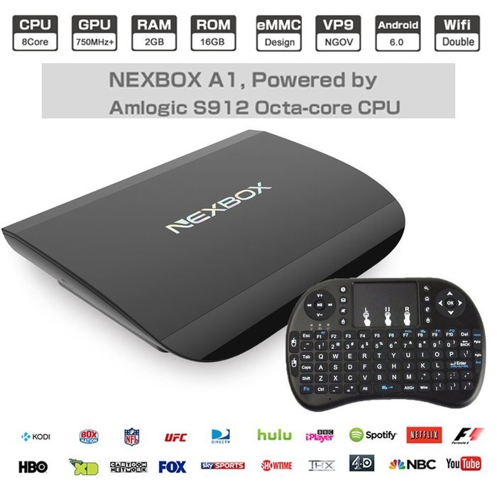 Nexbox A1 - Android 6.0 TV Box Amlogic S912 Octo Core - 3D 4K HD Support - Built in Dual Band WiFi Bluetooth -...