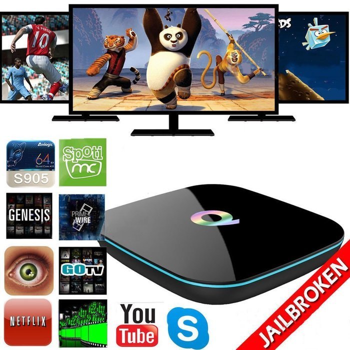 WELLWIN Q Box Android 5.1 Kodi 16.0 Amlogic S905 Quad Core [2GB/16GB/4K] Pre-installed Tv Box with Bluetooth 2.4G...