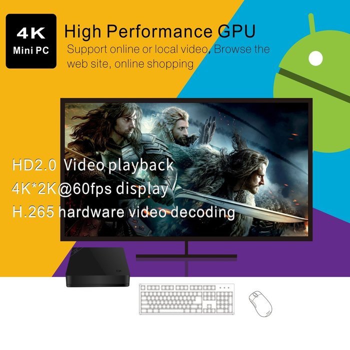 Plater I68 TV Box Android Lollipop 5.1 Kodi Octa Core Cortex-A53 UHD 4Kx2K @60fps 2G DDR3 8G eMMC BT4.0 2.4/5GHz... N3