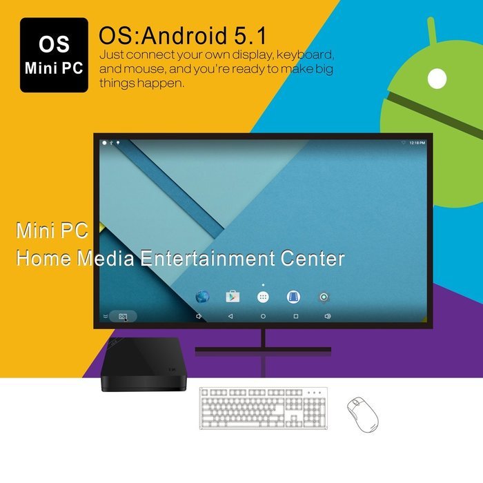 Plater I68 TV Box Android Lollipop 5.1 Kodi Octa Core Cortex-A53 UHD 4Kx2K @60fps 2G DDR3 8G eMMC BT4.0 2.4/5GHz... N4