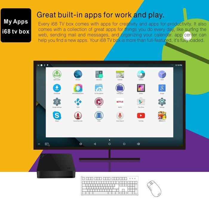 Plater I68 TV Box Android Lollipop 5.1 Kodi Octa Core Cortex-A53 UHD 4Kx2K @60fps 2G DDR3 8G eMMC BT4.0 2.4/5GHz... N6