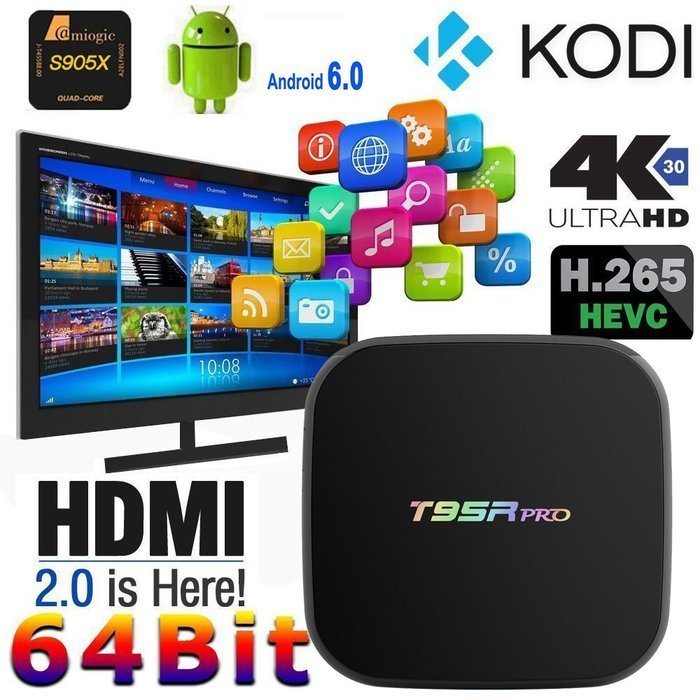 Edal T95R Pro Amlogic S912 TV BOX Android 6.0 HD 4K 1080P 3D 2GB 16GB Octa Core Streaming Media Players Support...