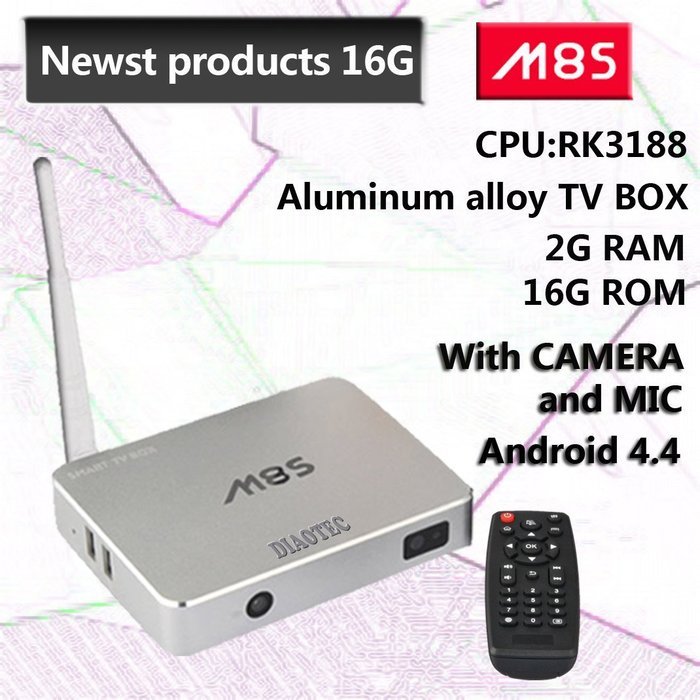 DIAOTEC(TM) M8S 3188 (Silver) Android 4.4 Smart TV Box Stream Media Player, Quad Core RK3188 1.4GHz CPU (Cortex-A9...