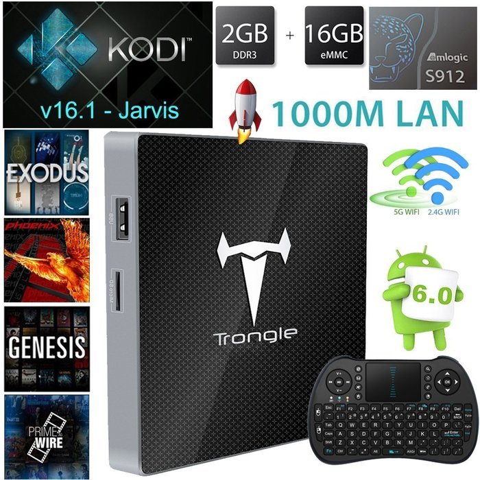 [Free Wireless Keyboard] J-DEAL TR-1 4K Android 6.0 Marshmallow 2G/16G Amlogic S912 Octa Core 1000M LAN Dual Band...