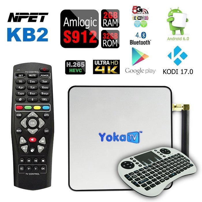 NPET KB2 S912 Android 6.0 Marshmallow TV Box Octa core 2GB 32GB Streaming Media Player Kodi 17.0 1000M Ethernet... N2