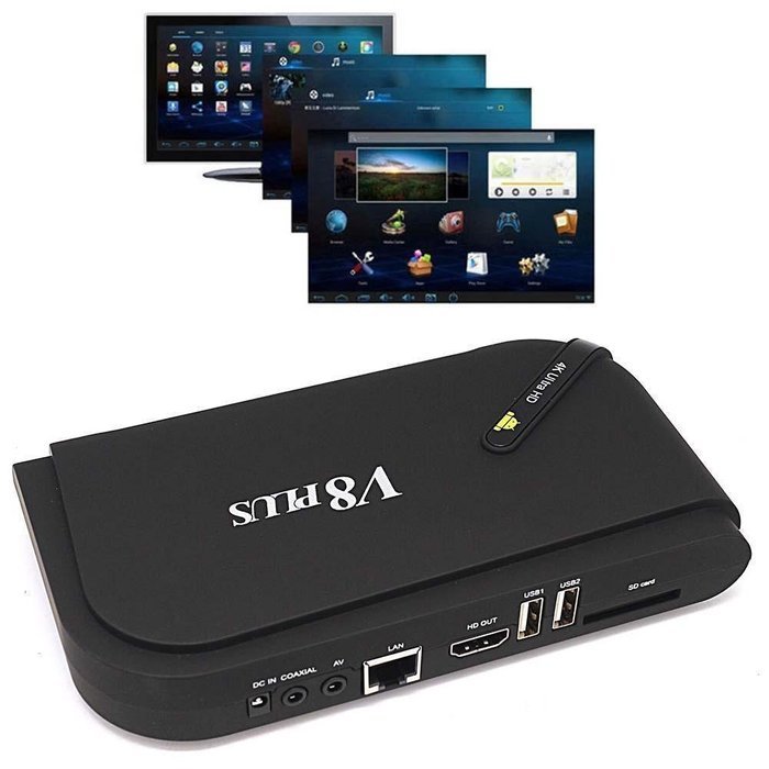 PowerLead V8 Plus Android 4.4 Quad-Core 2G/8G XBMC Dual-band Wi-Fi Bluetooth 4.0 Portable Smart TV Box N6