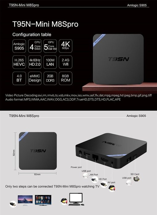 HONGYU Latest Version T95N Mini M8S Pro Android TV BOX 2G/ 8G Kodi Pre installed Amlogic S905X Quad core cortex-A53... N4