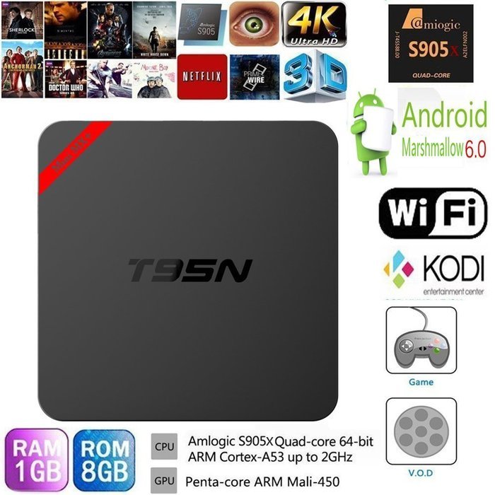 HONGYU Latest Version T95N Mini M8S Pro Android TV BOX 2G/ 8G Kodi Pre installed Amlogic S905X Quad core cortex-A53... N10