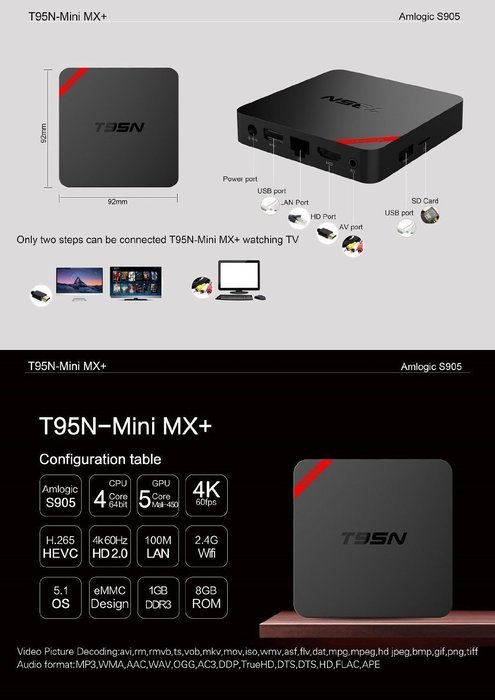 HONGYU Latest Version T95N Mini M8S Pro Android TV BOX 2G/ 8G Kodi Pre installed Amlogic S905X Quad core cortex-A53... N13