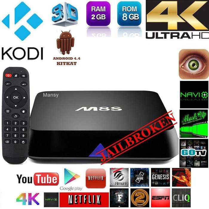 Mansy M8S Quad Core Android 4.4 Smart TV Box KODI XBMC (KODI) Full Loaded 2GB+8GB