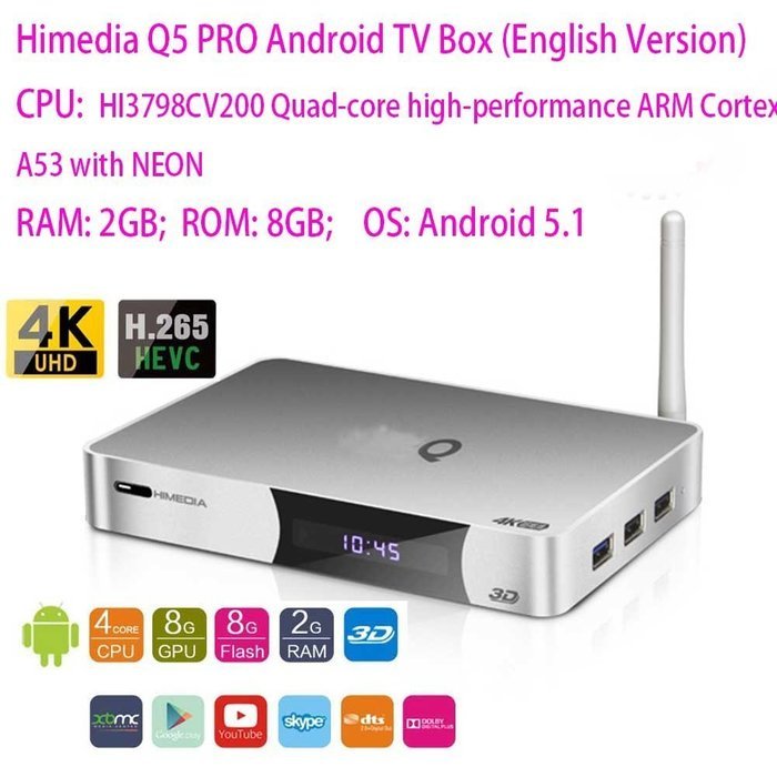 SUNKINFON 2016 Lastest High-end HiMedia Q5 PRO Smart Android 5.1 TV Box (English Firmware), 3D 4K Uitra HD 2GB...