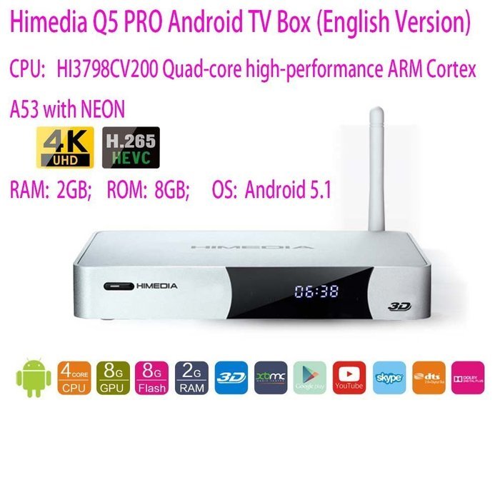 SUNKINFON 2016 Lastest High-end HiMedia Q5 PRO Smart Android 5.1 TV Box (English Firmware), 3D 4K Uitra HD 2GB... N2