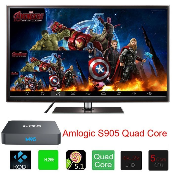 M95 Amlogic S905 DRR3 2GB Memory and 16GB Storage TV Box Quad Core Android 5.1 Wifi Module Support KODI Streaming... N3