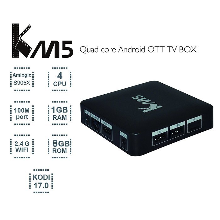 KOLOF KM5 Amlogic S905X OTT TV Box Quad Core RAM 1G ROM 8G Android 6.0 Kodi 17.0 Streaming Media Player with Black... N5