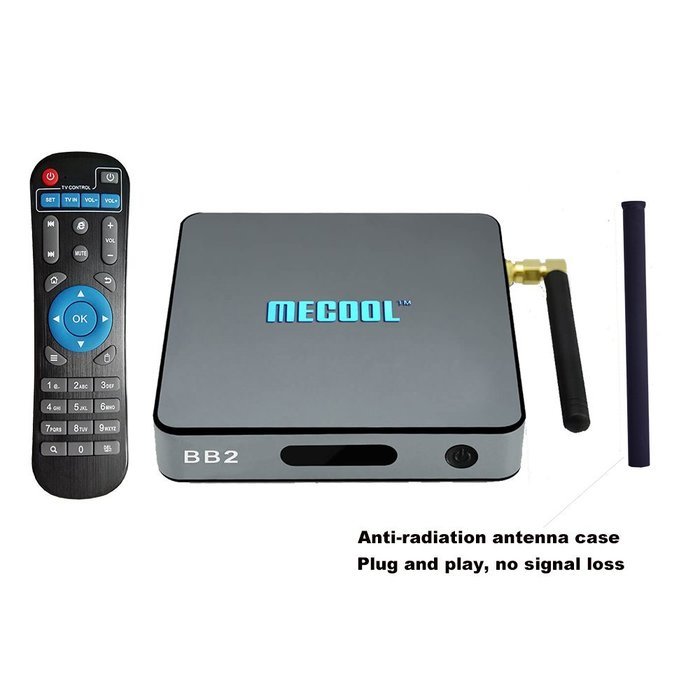 Mecool BB2 4K TV BOX 1000M Lan 2.4G/5G Wifi With Anti-Radiation Antenna Case and Remote Controller Octa Core 2G... N2